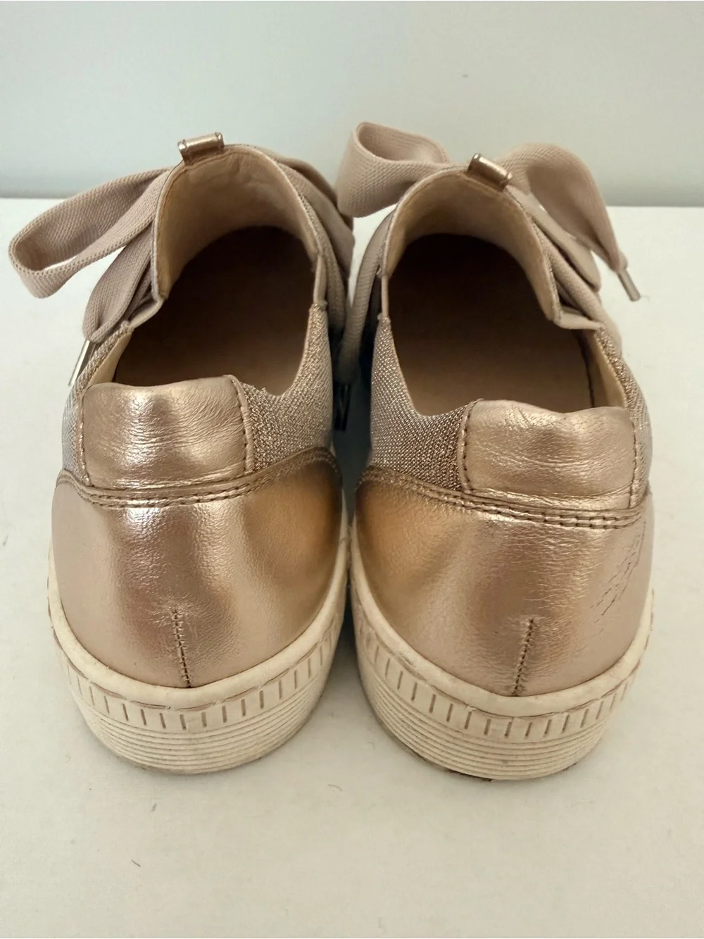Gabor 63.333 Metallic Rose Gold Bow-Accent Slip-On Sneakers
